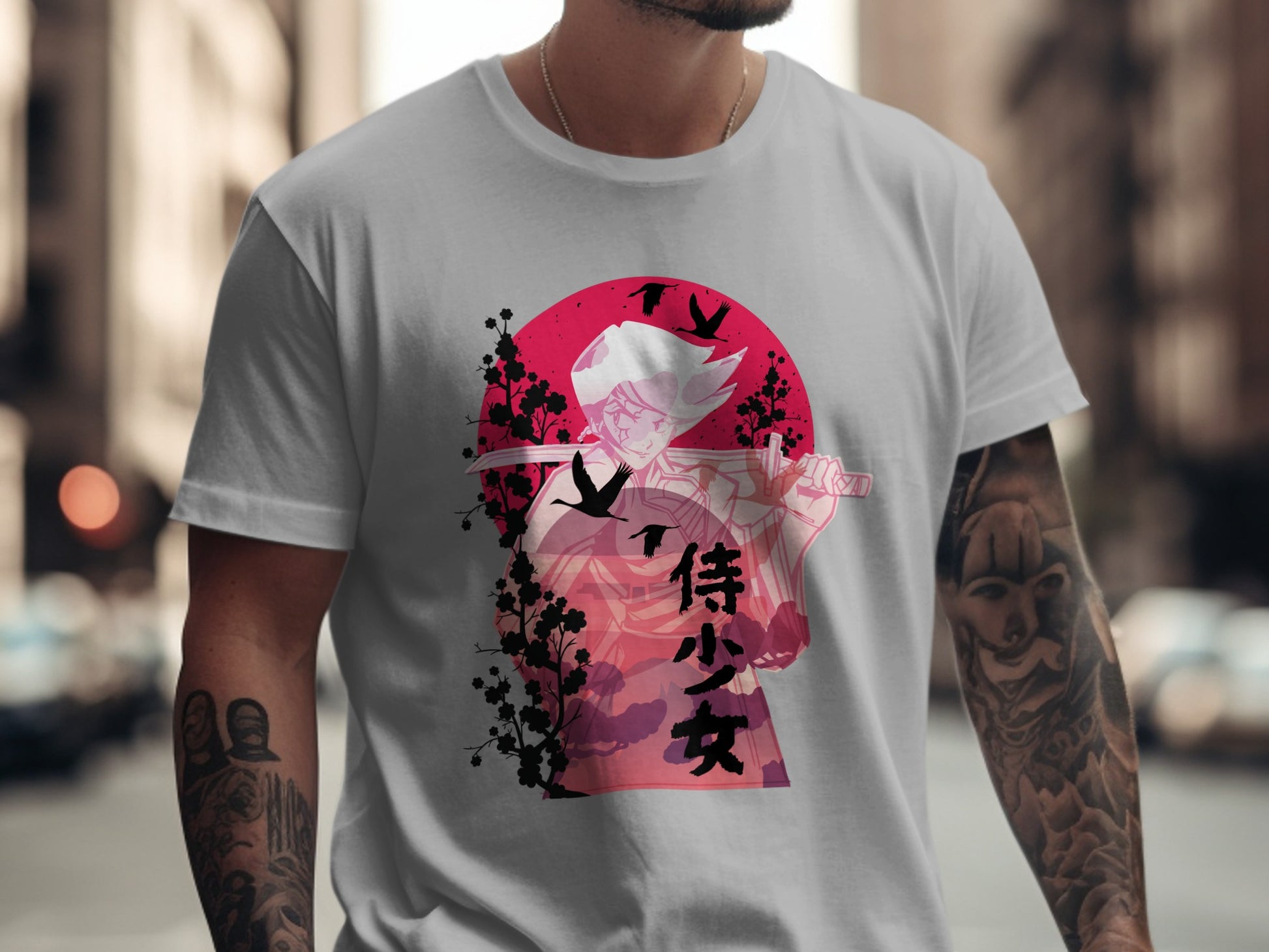 Samurai Manga Style Graphic Tee Shirt Product