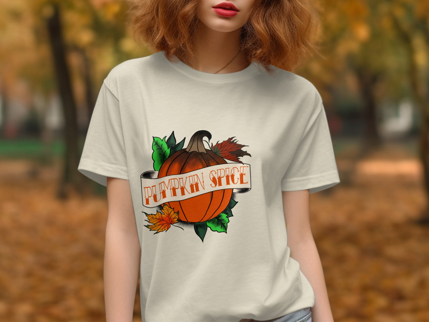 Pumpkin Spice Autumn Leaves Graphic Tee