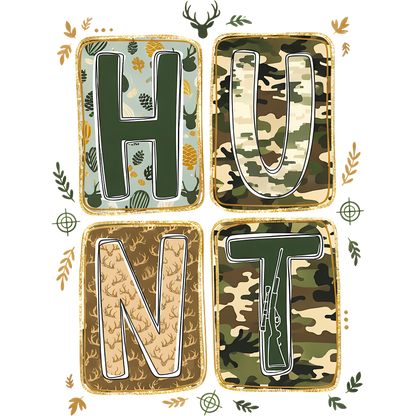 HUNT Rustic Camouflage Patterned Wall Art Decor