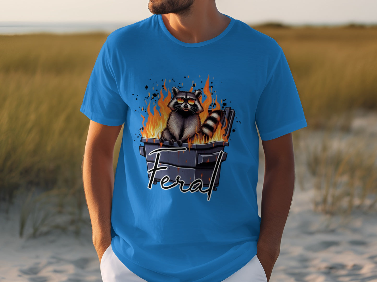 Feral Raccoon Dumpster Fire Graphic T-Shirt
