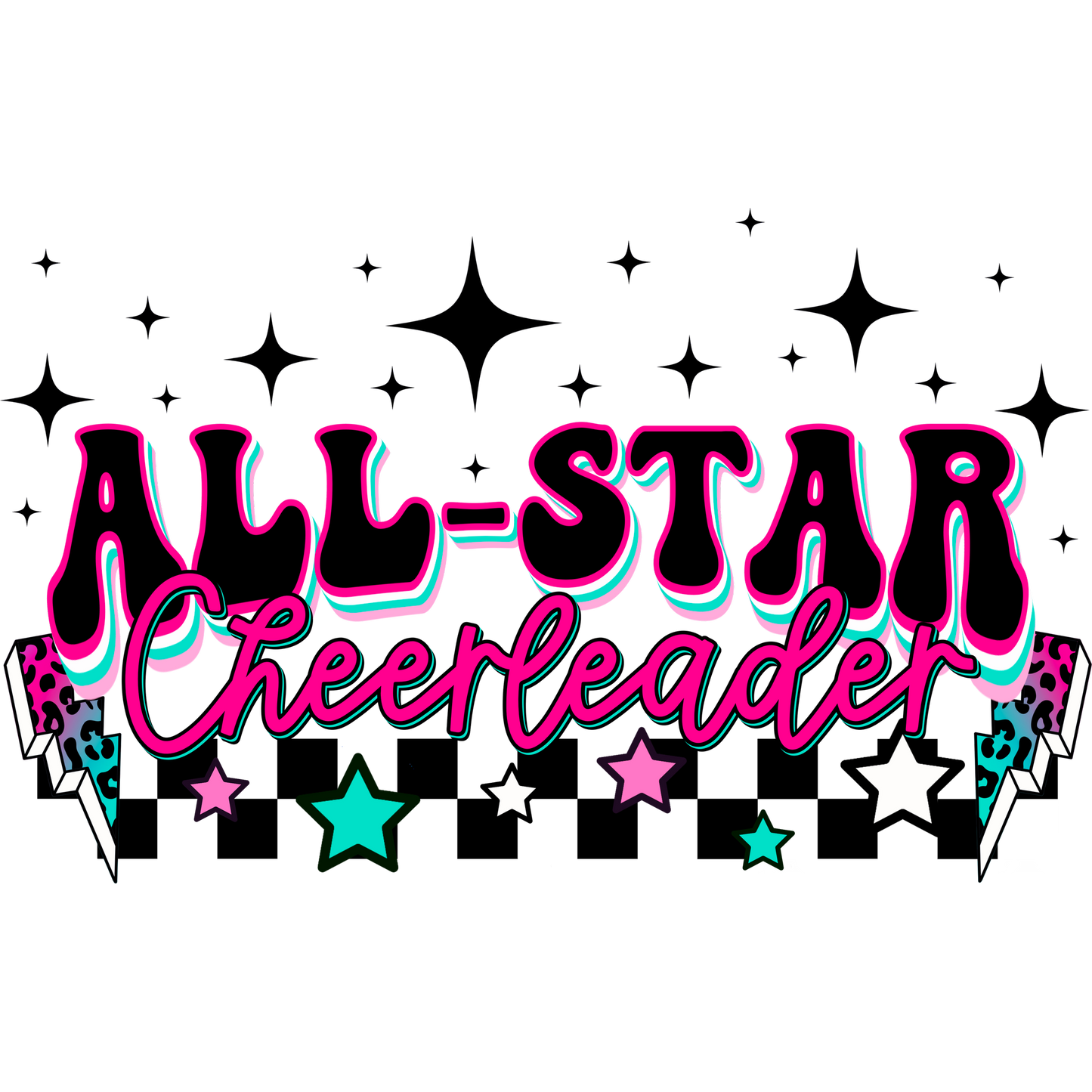 All-Star Cheerleader Graphic Design T-shirt
