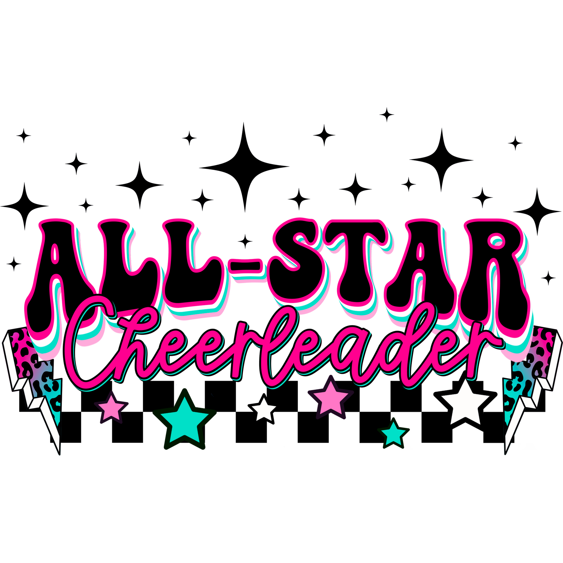 All-Star Cheerleader Graphic Design T-shirt