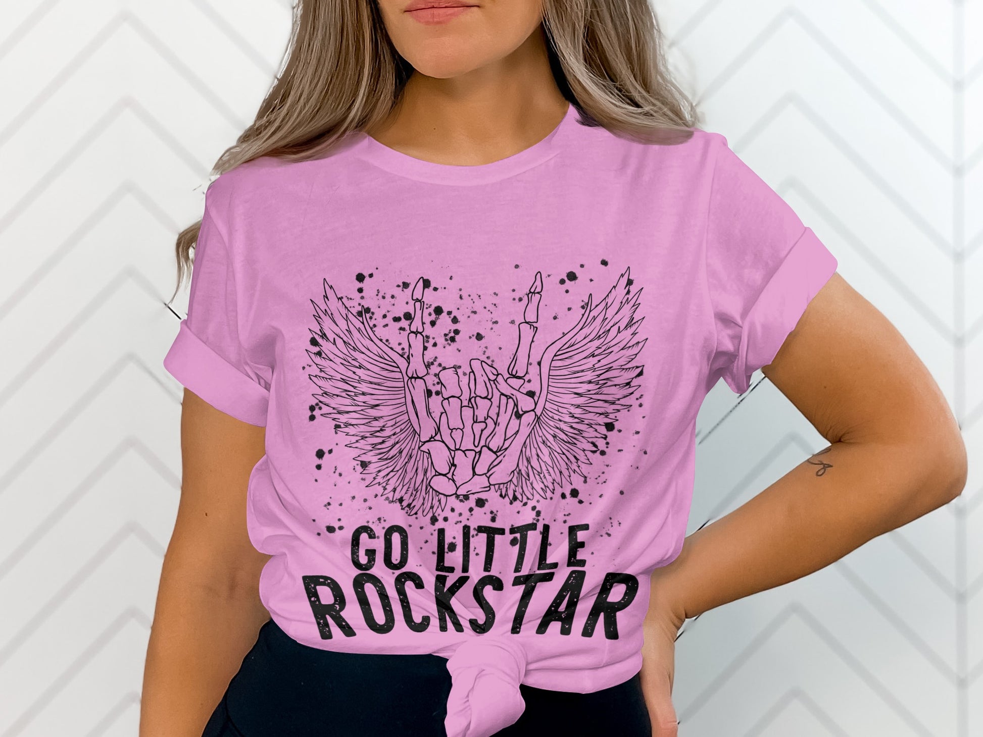 Go Little Rockstar Graphic T-Shirt with Wing Design