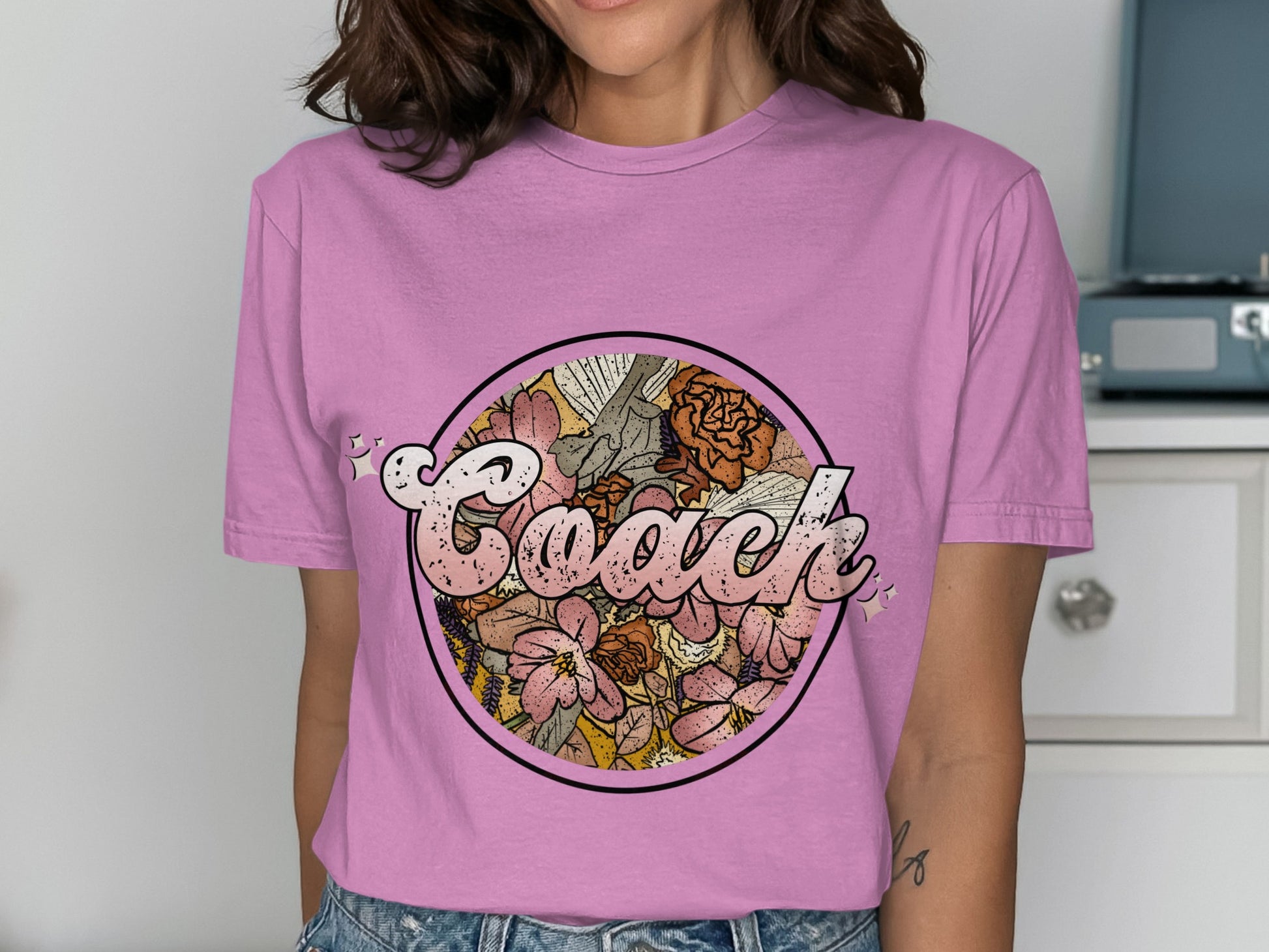 Floral Coach Graphic Short Sleeve T-Shirt