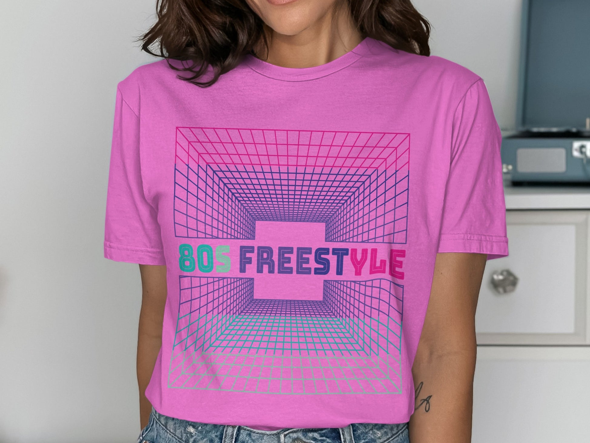 Vibrant 80s Freestyle Graphic Tee for Retro Fashion