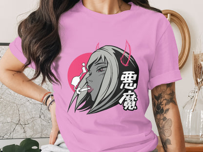Devil Woman Anime Character Graphic Art Tee