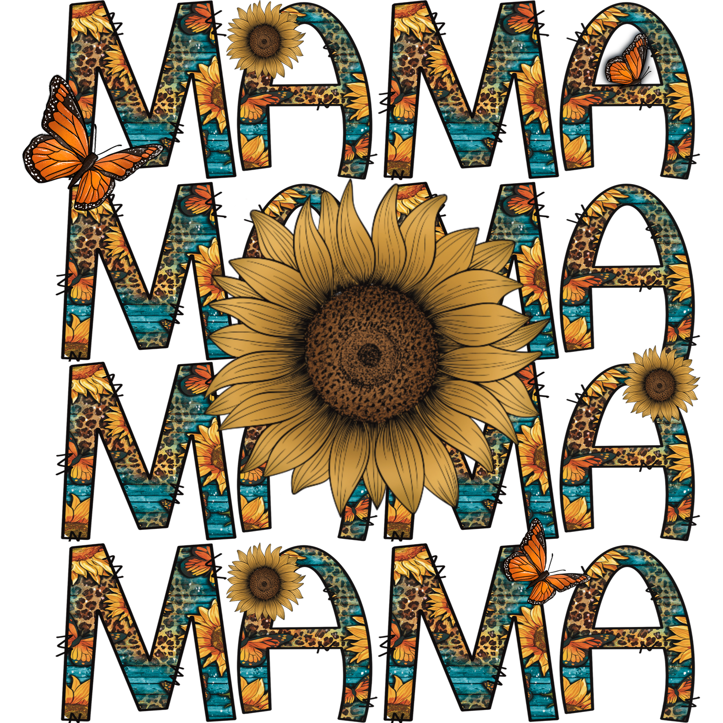 Vibrant Mama Graphic with Sunflower and Butterfly Design