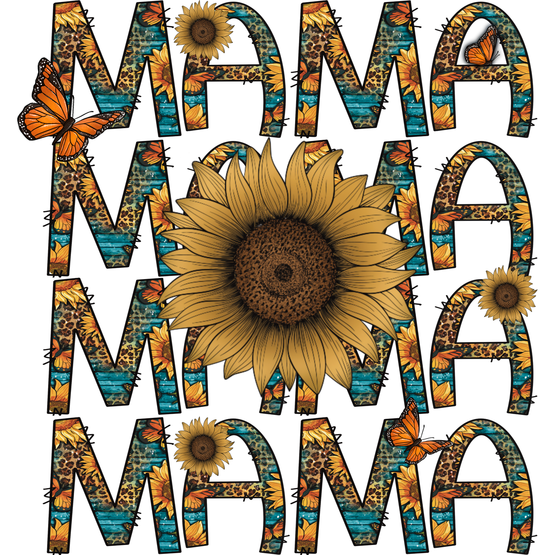 Vibrant Mama Graphic with Sunflower and Butterfly Design