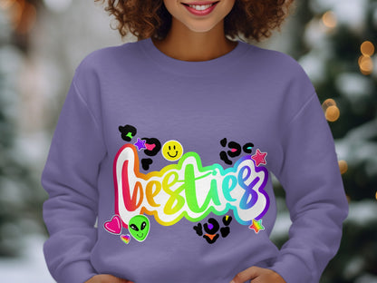 Colorful Besties Graphic Sweatshirt