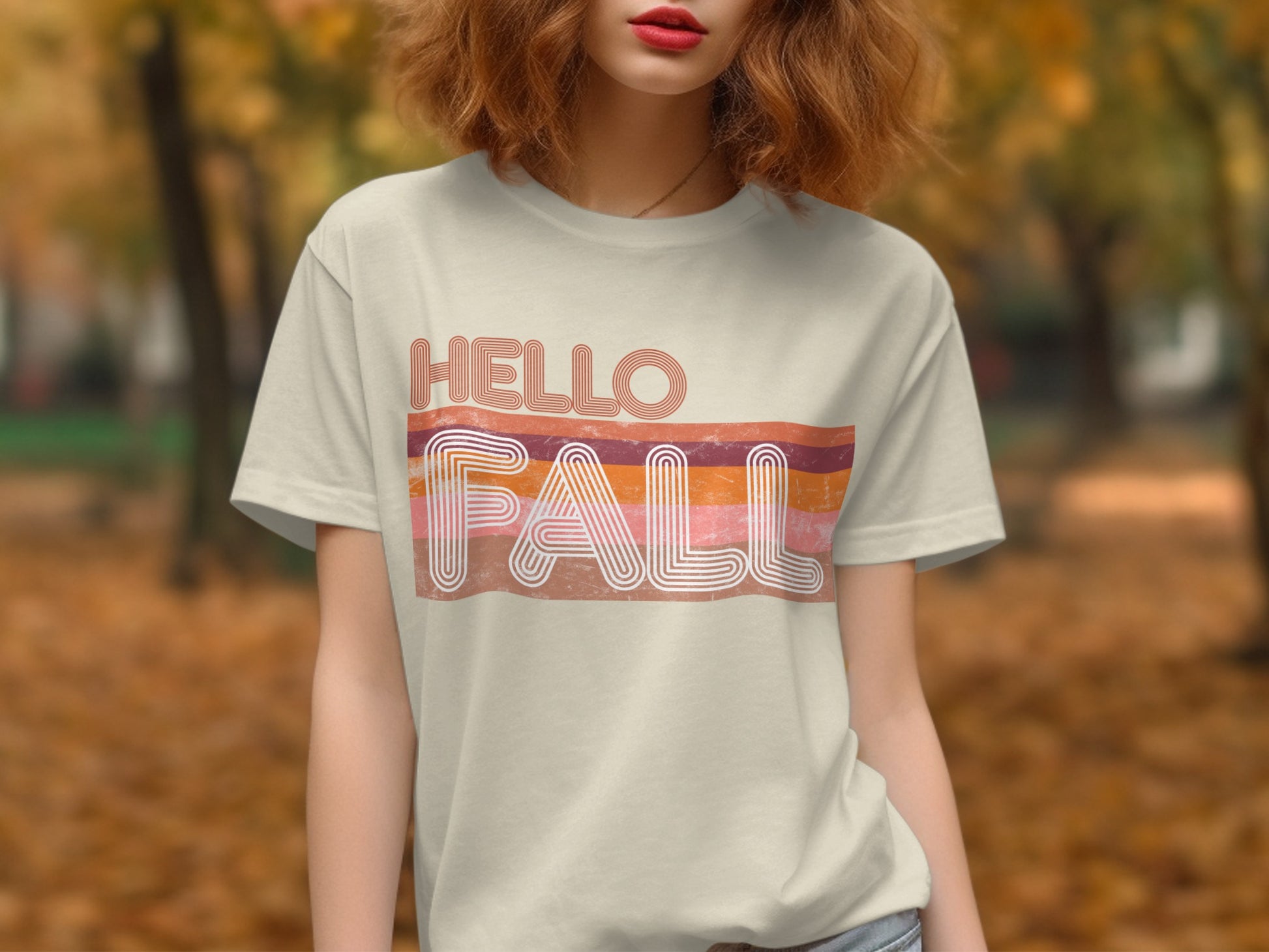 Hello Fall Graphic Tee Autumn Fashion Shirt