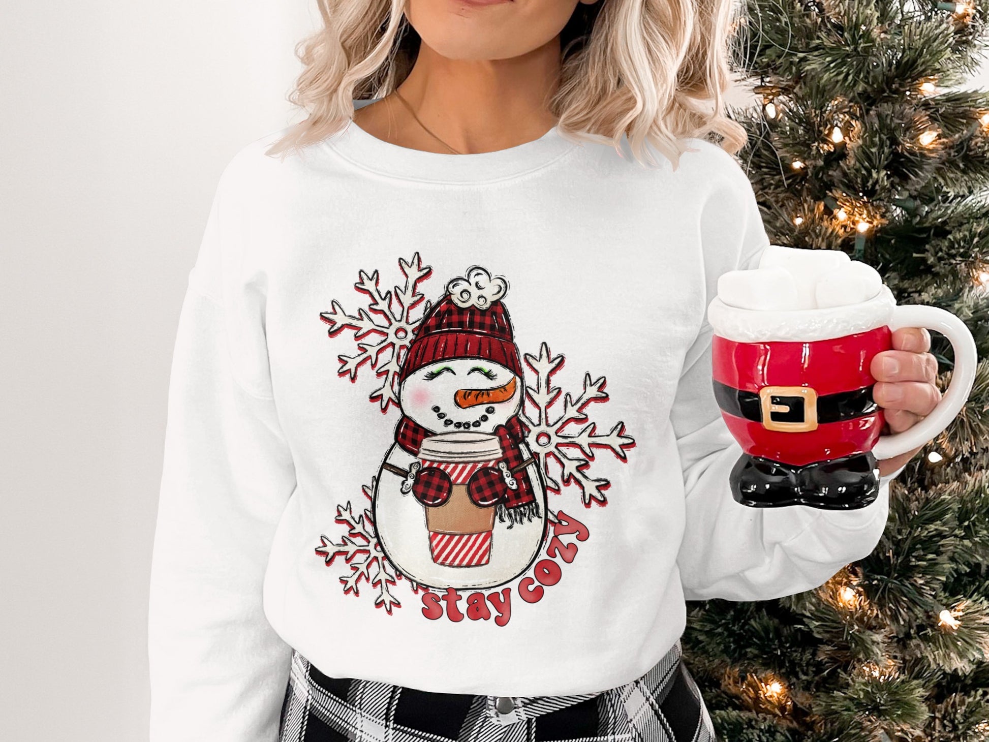 Stay Cozy Snowman Sweatshirt Christmas Design
