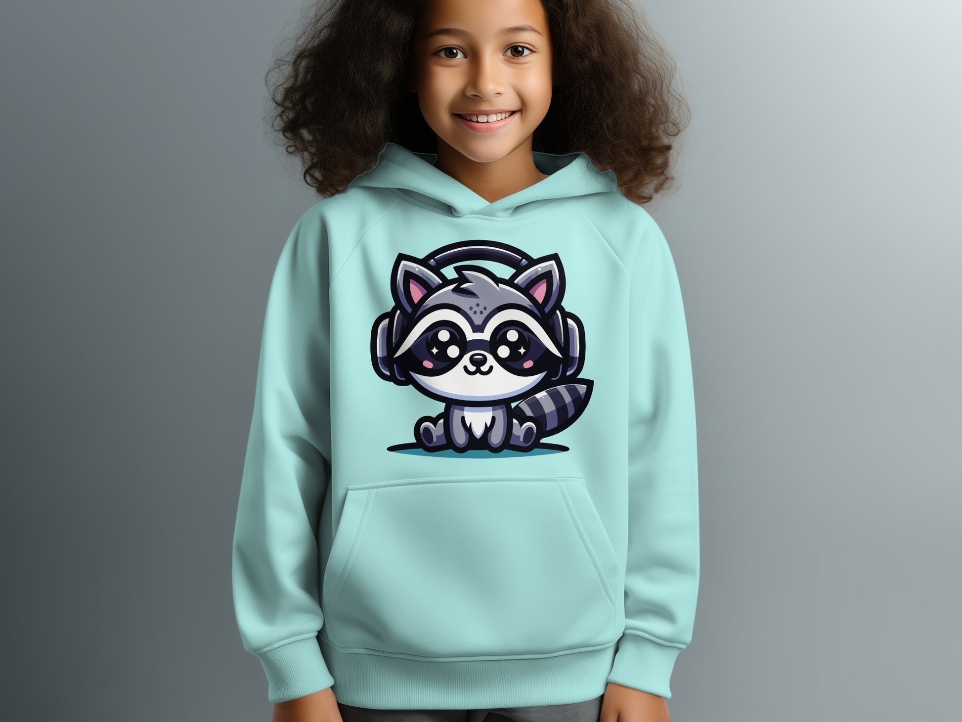 Cute Raccoon With Headphones Graphic Hoodie Product