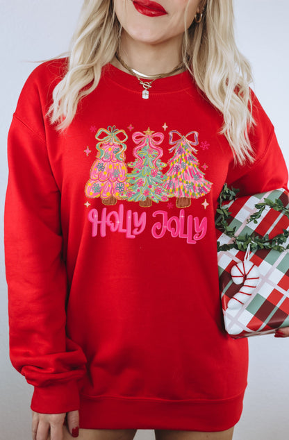 Holly Jolly Christmas Tree Pattern Sweatshirt