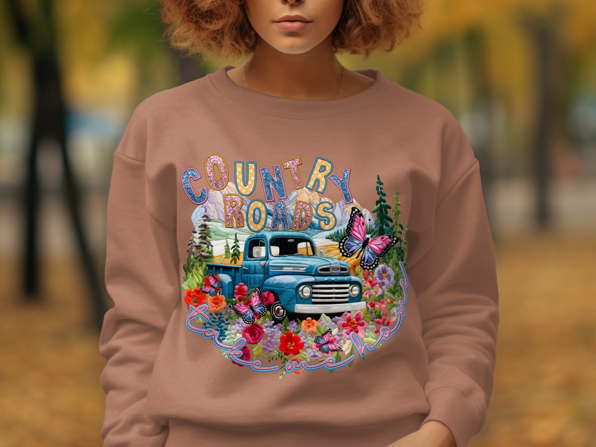 Vintage Country Roads Take Me Home Graphic Sweatshirt