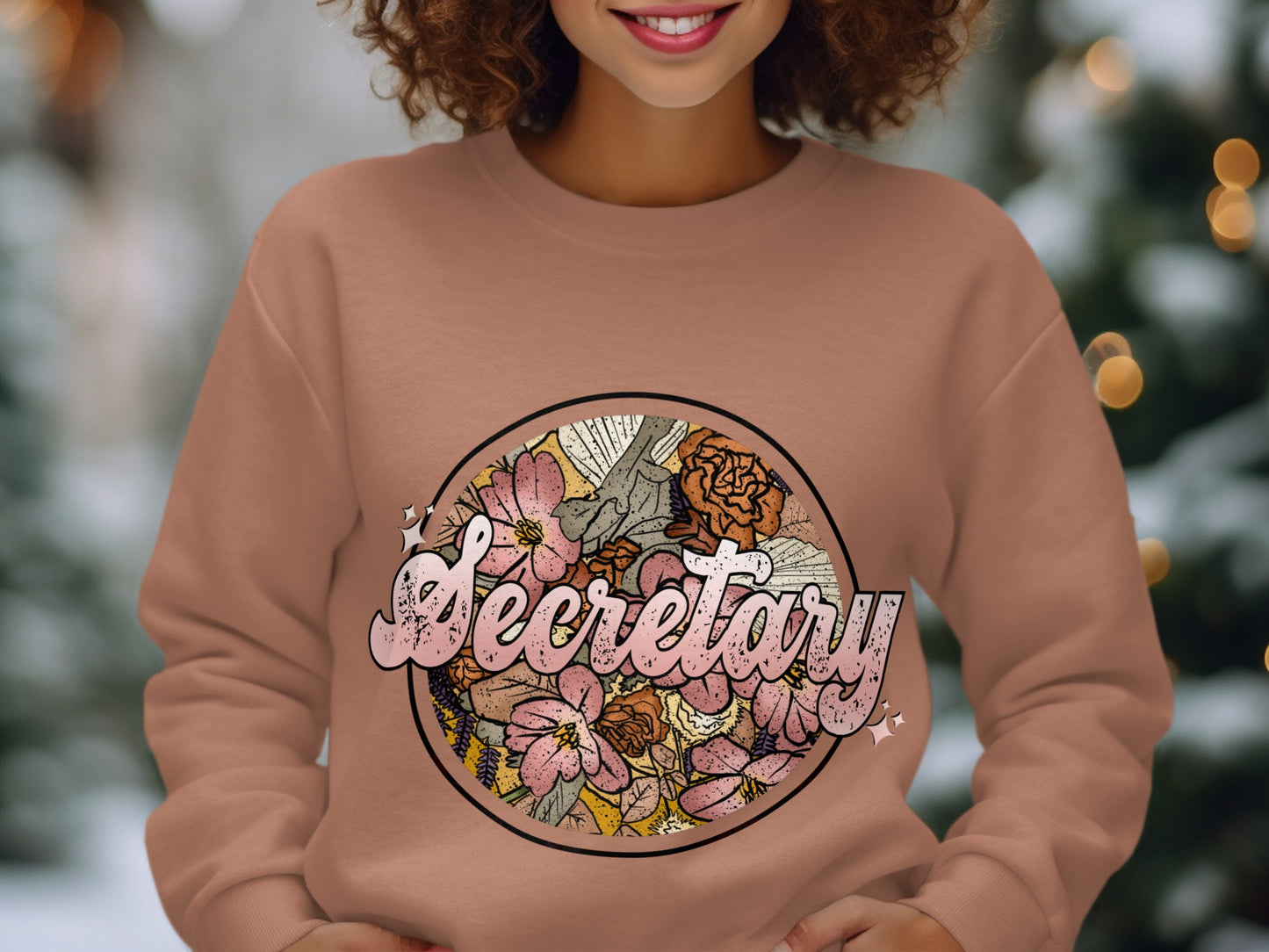 Secretary Sweatshirt with Floral Graphic Design