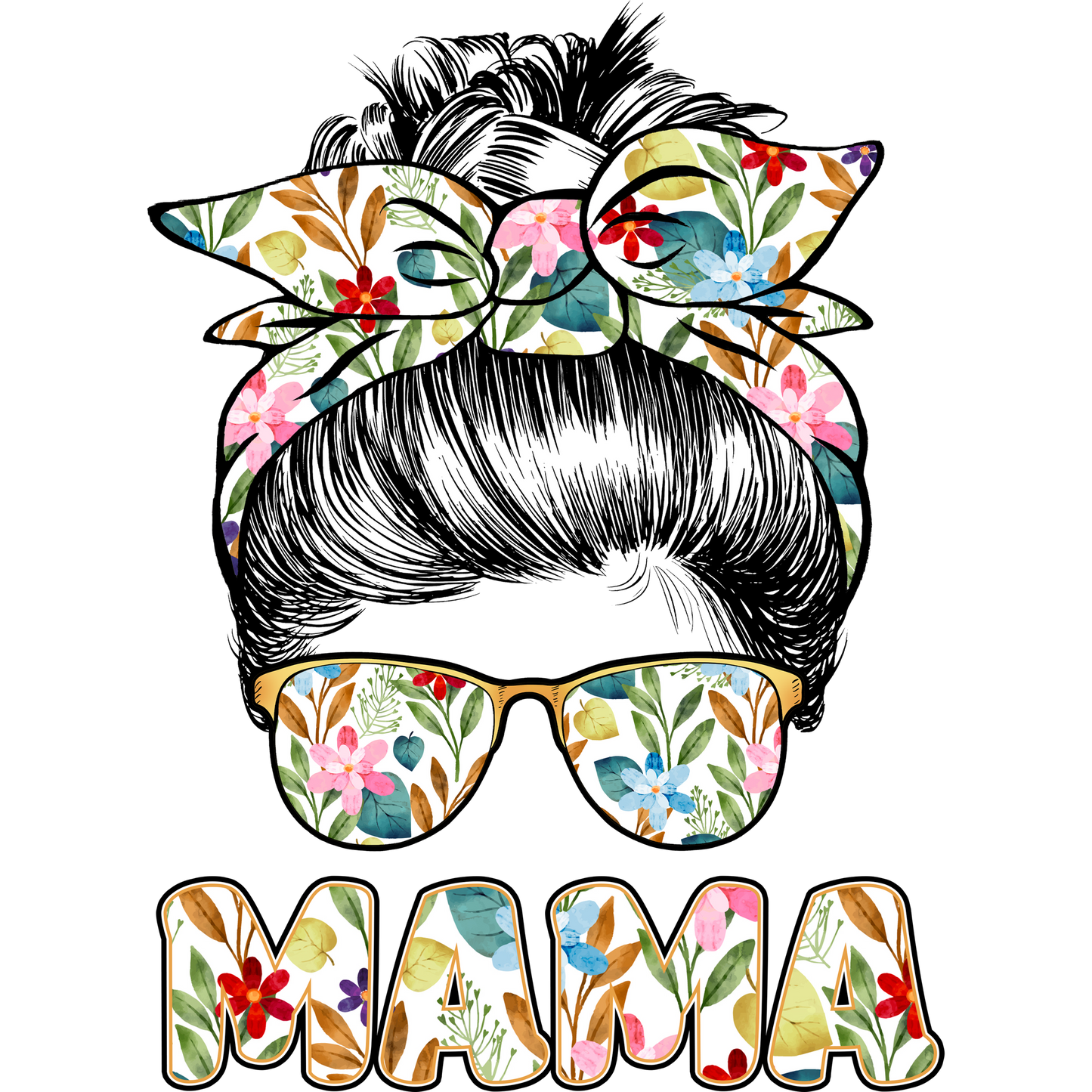 Floral Mama Bandana and Sunglasses Graphic Design
