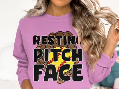 Funny Baseball Resting Pitch Face Sweatshirt