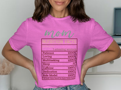 Mom Nutrition Facts Graphic Tee Shirt