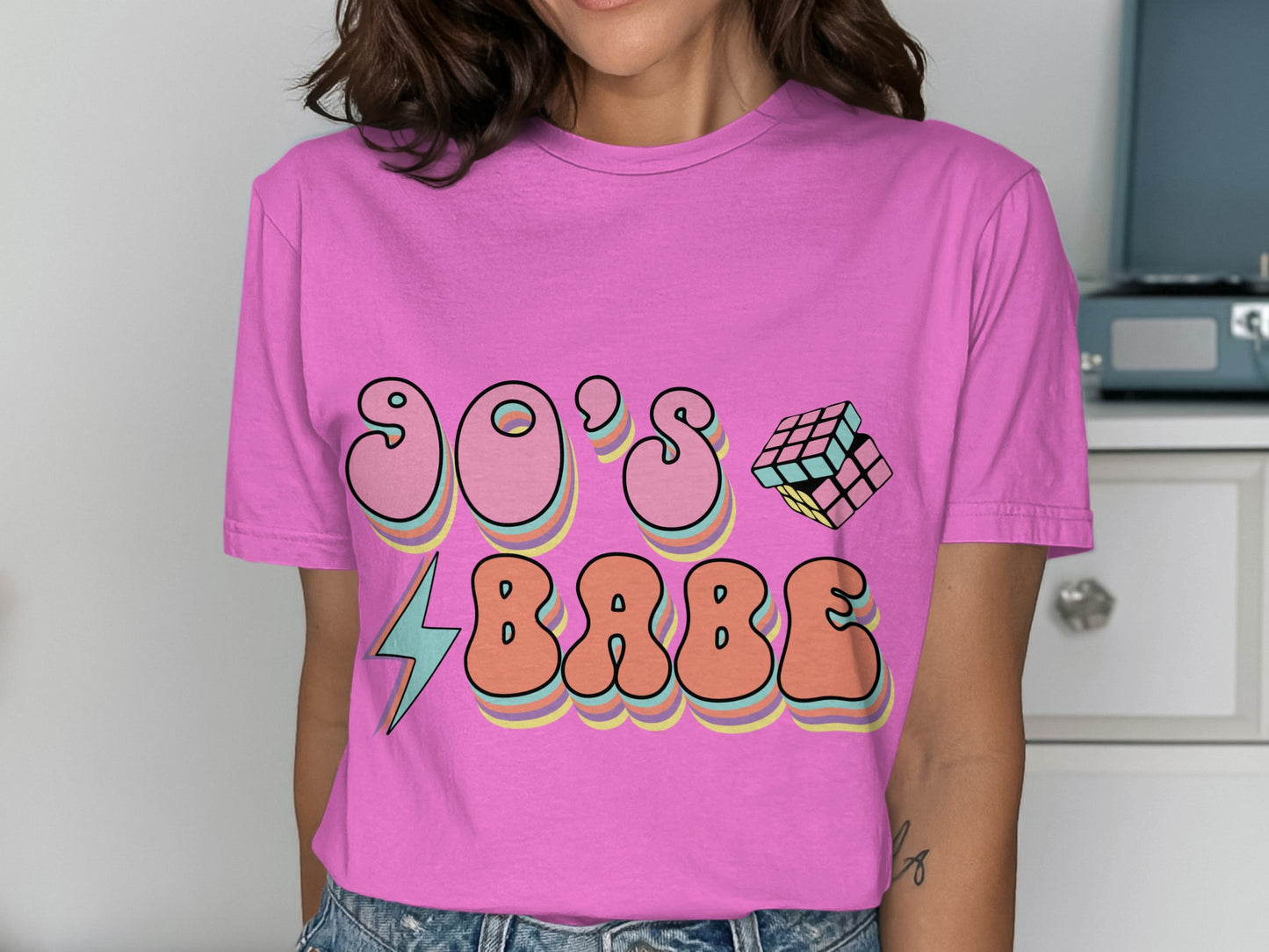 90's Babe Vibrant Graphic Tee for Retro Lovers
