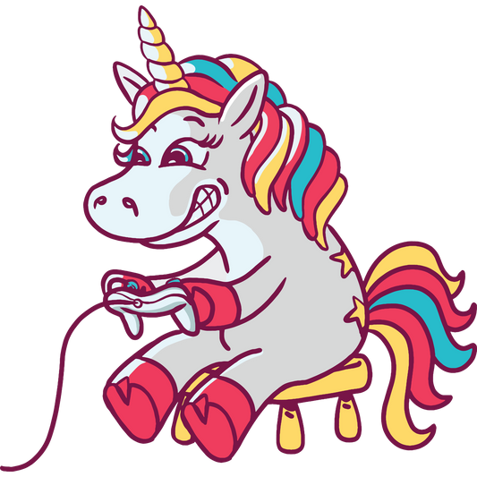 Cute Colorful Gaming Unicorn print product