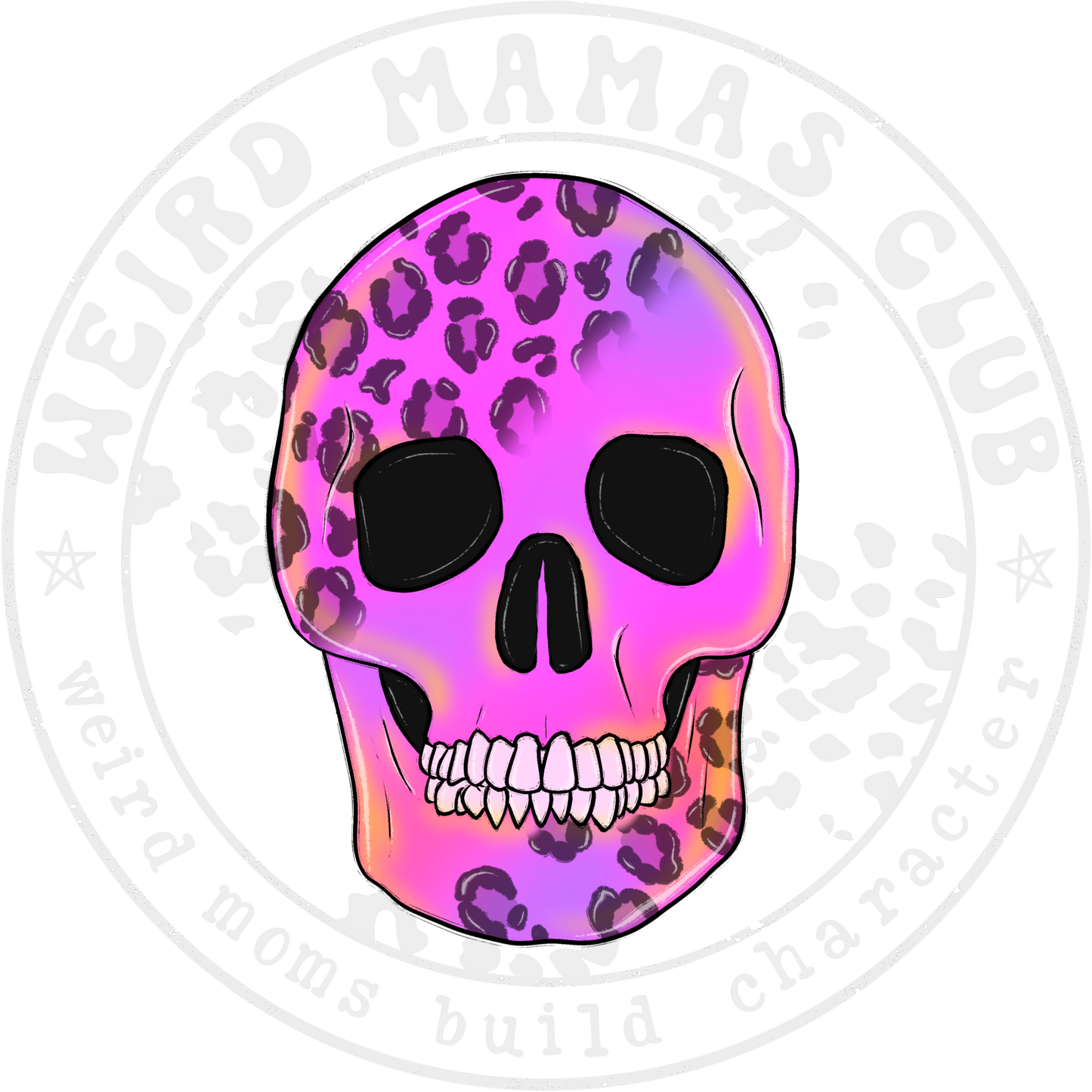 Colorful Skull With Leopard Spots Unique Sticker