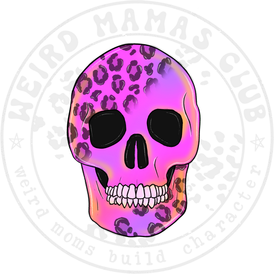 Colorful Skull With Leopard Spots Unique Sticker