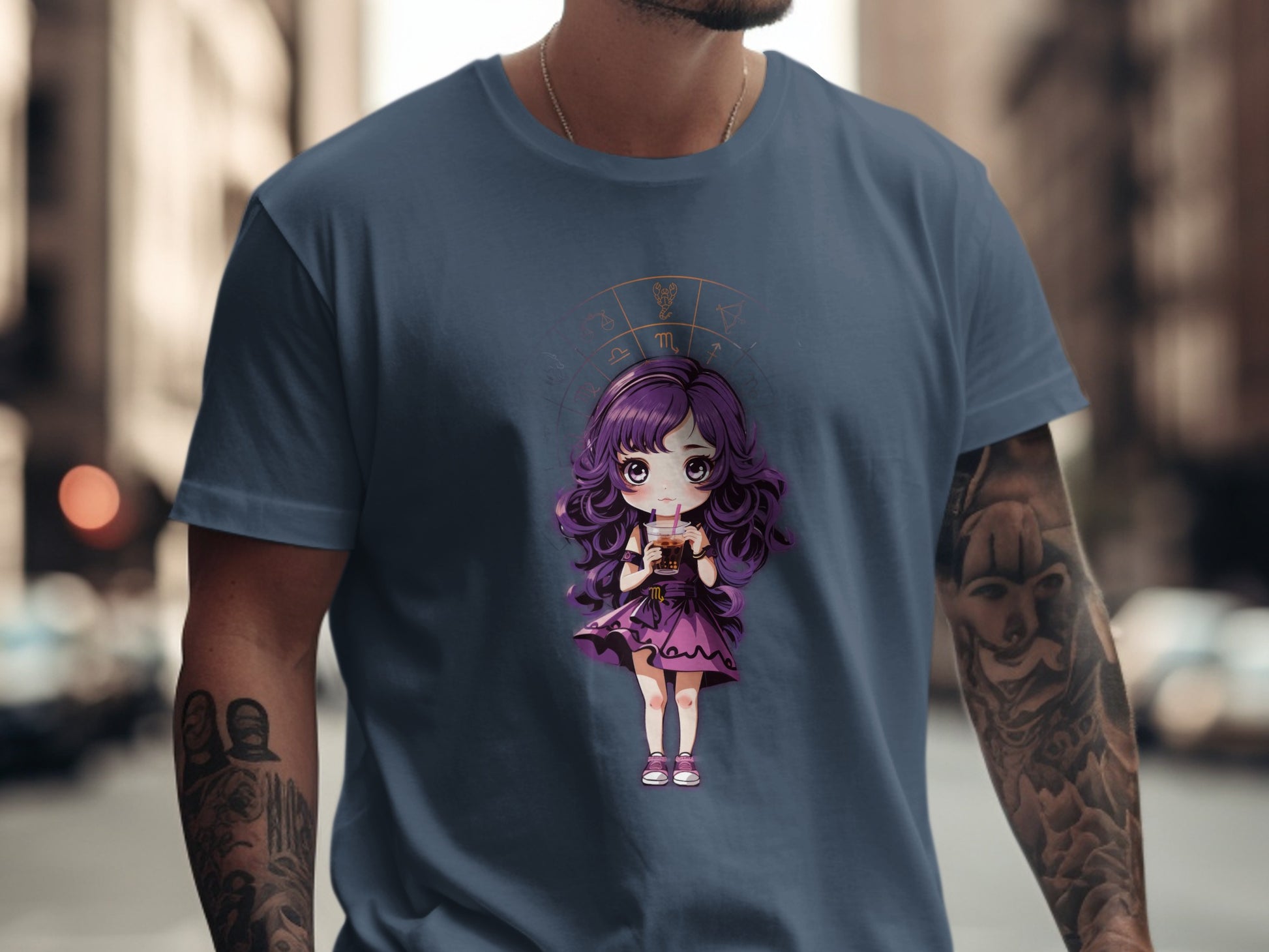 Adorable Purple Haired Anime Character T-shirt