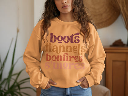 Autumn Inspired Sweatshirt with Cozy Campfire Vibes