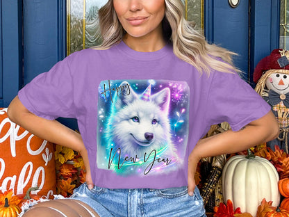 Happy New Year White Wolf Graphic Tee product