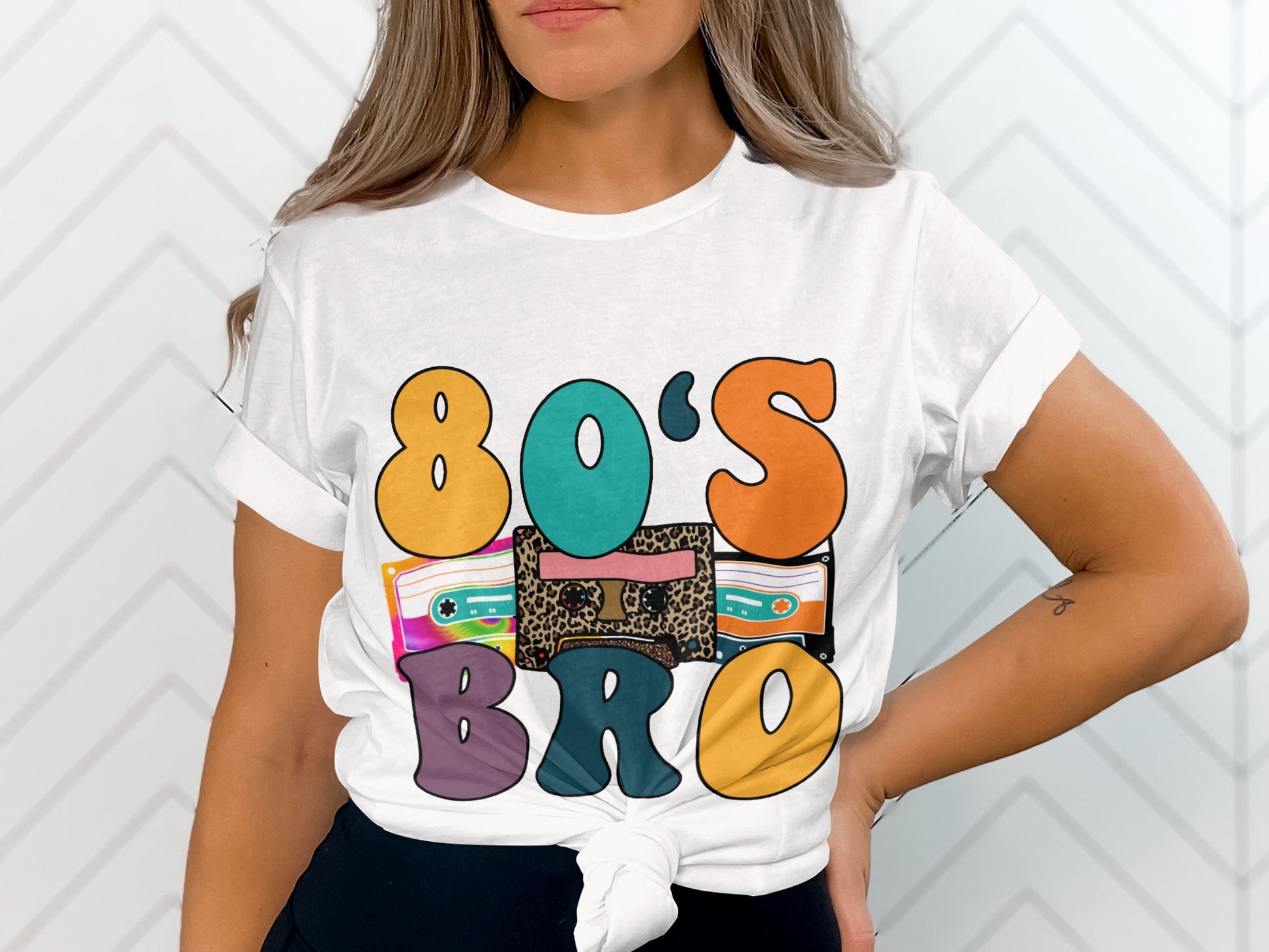 Retro Colorful 80's Bro Design Graphic Tee Product