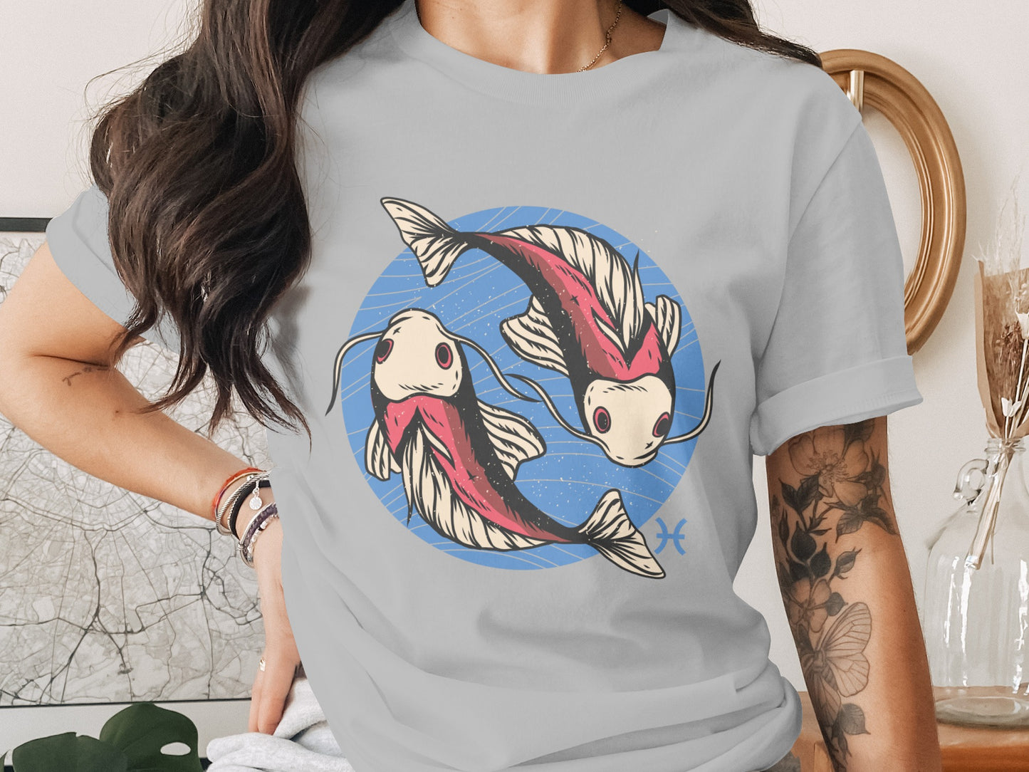 Artistic Fish Swimming in Circle Design T-shirt