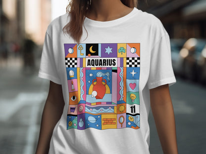 Colorful Aquarius Zodiac Graphic T-Shirt Design
