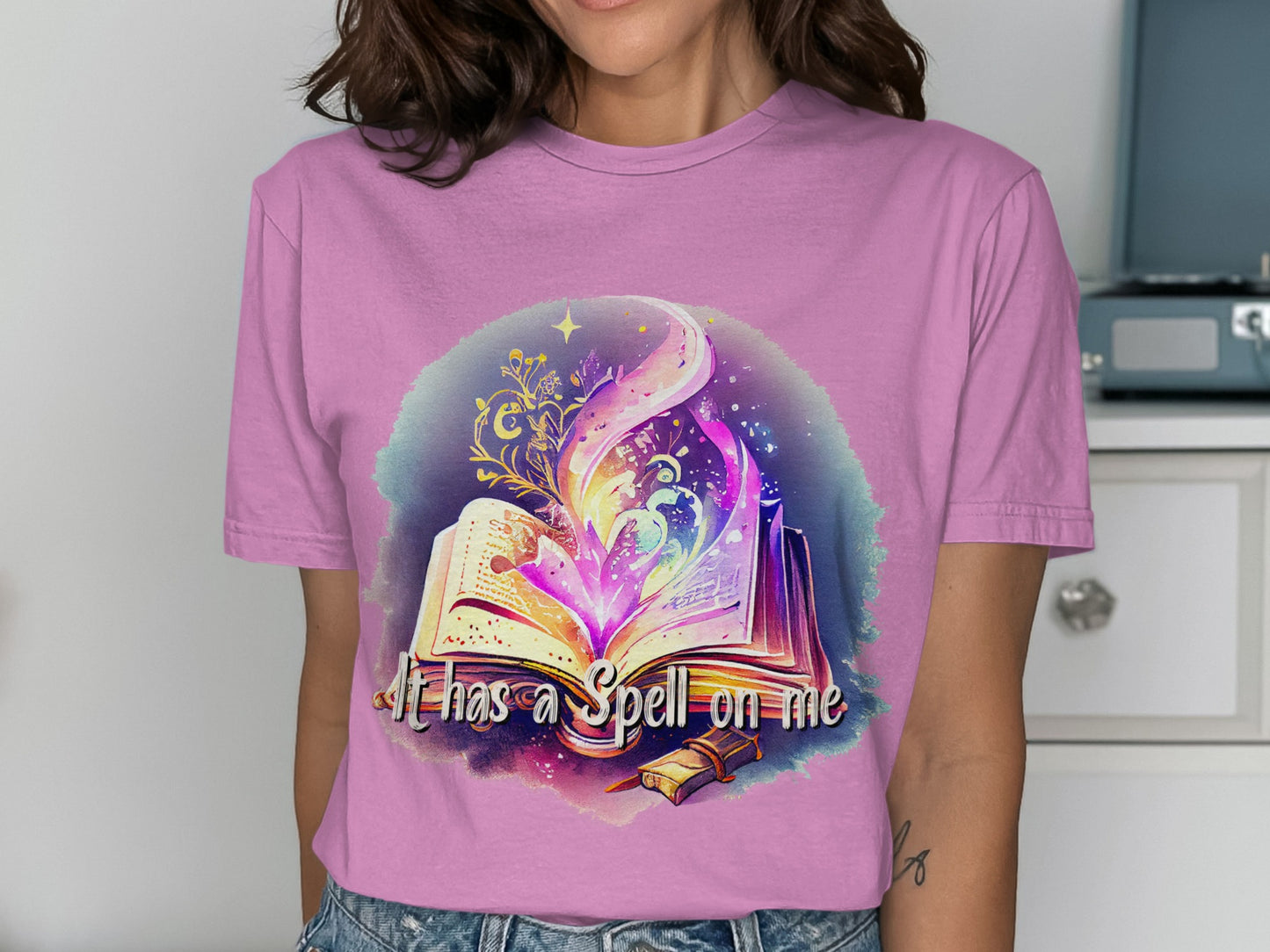 Magical Spell Book with Colorful Aura Print shirt