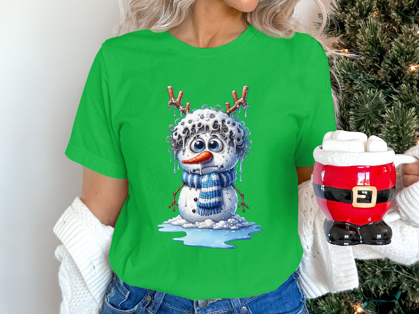 Funny Snowman with Scarf Coffee Mug Christmas Shirt