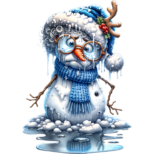 Melting Snowman with Blue Winter Hat product