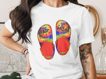 Colorful BAD MOM Design Unique T-Shirt