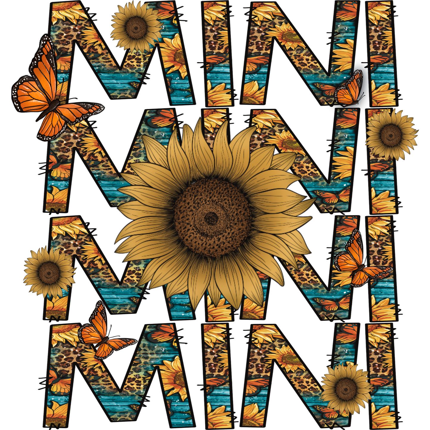 Sunflower and Butterfly Mini Leopard Print Graphic