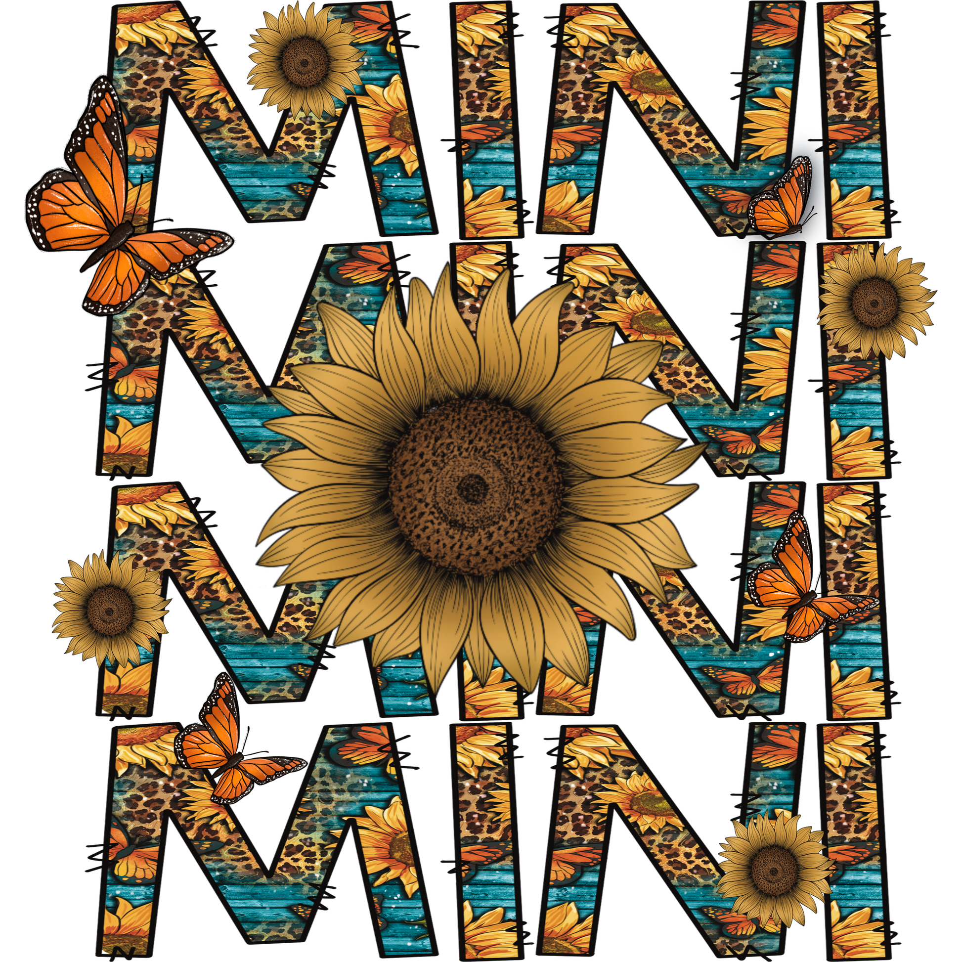 Sunflower and Butterfly Mini Leopard Print Graphic