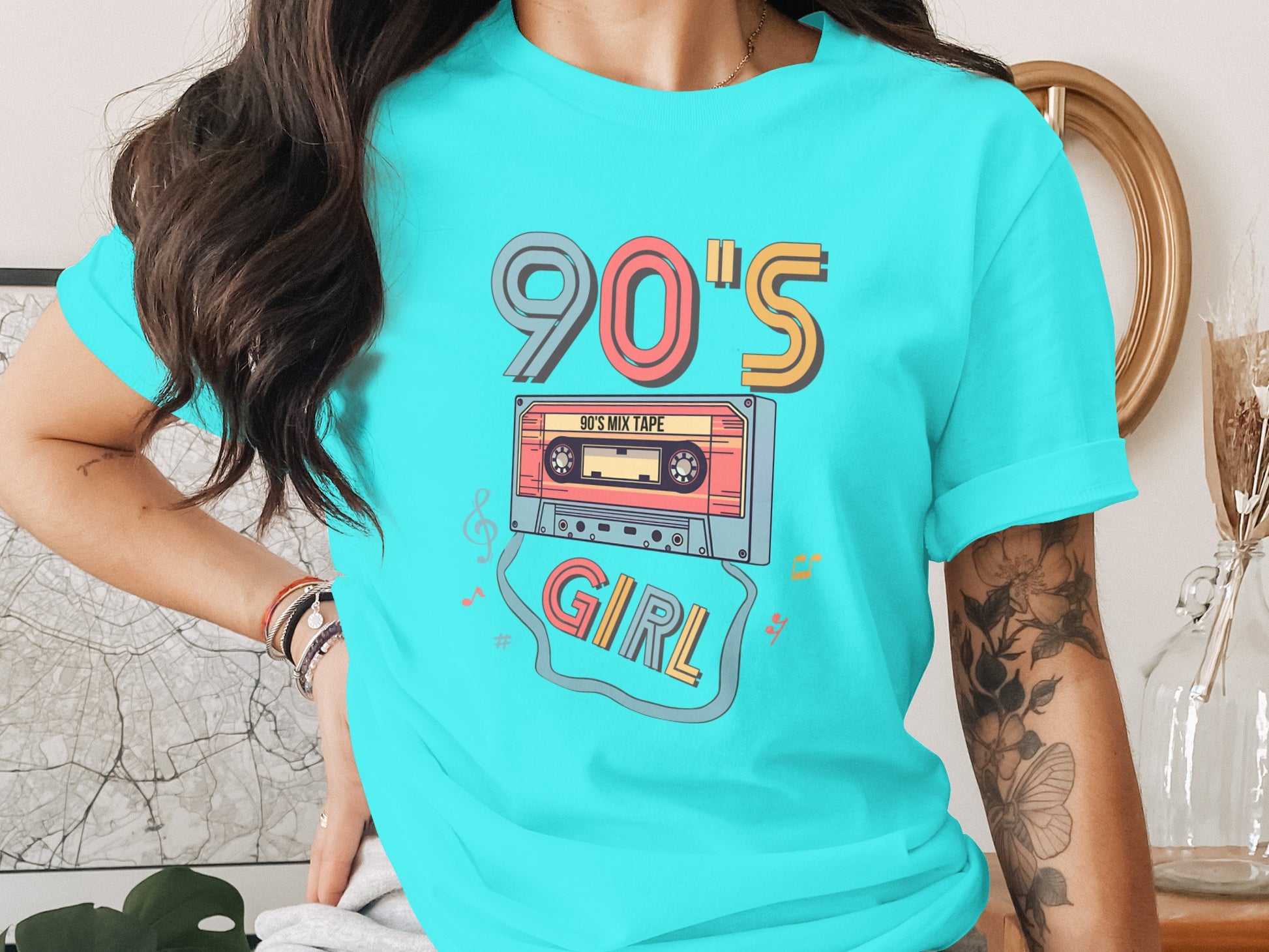 Retro 90's Girl with Cassette Design Tee
