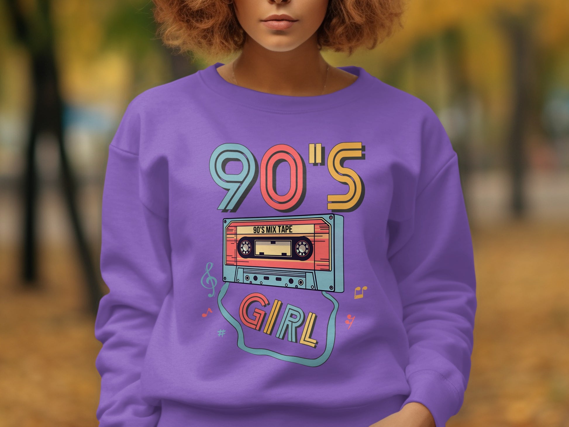 Retro 90's Girl Sweatshirt with Vintage Cassette Design