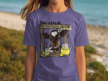 Take a break enjoy lemonade cow design shirt