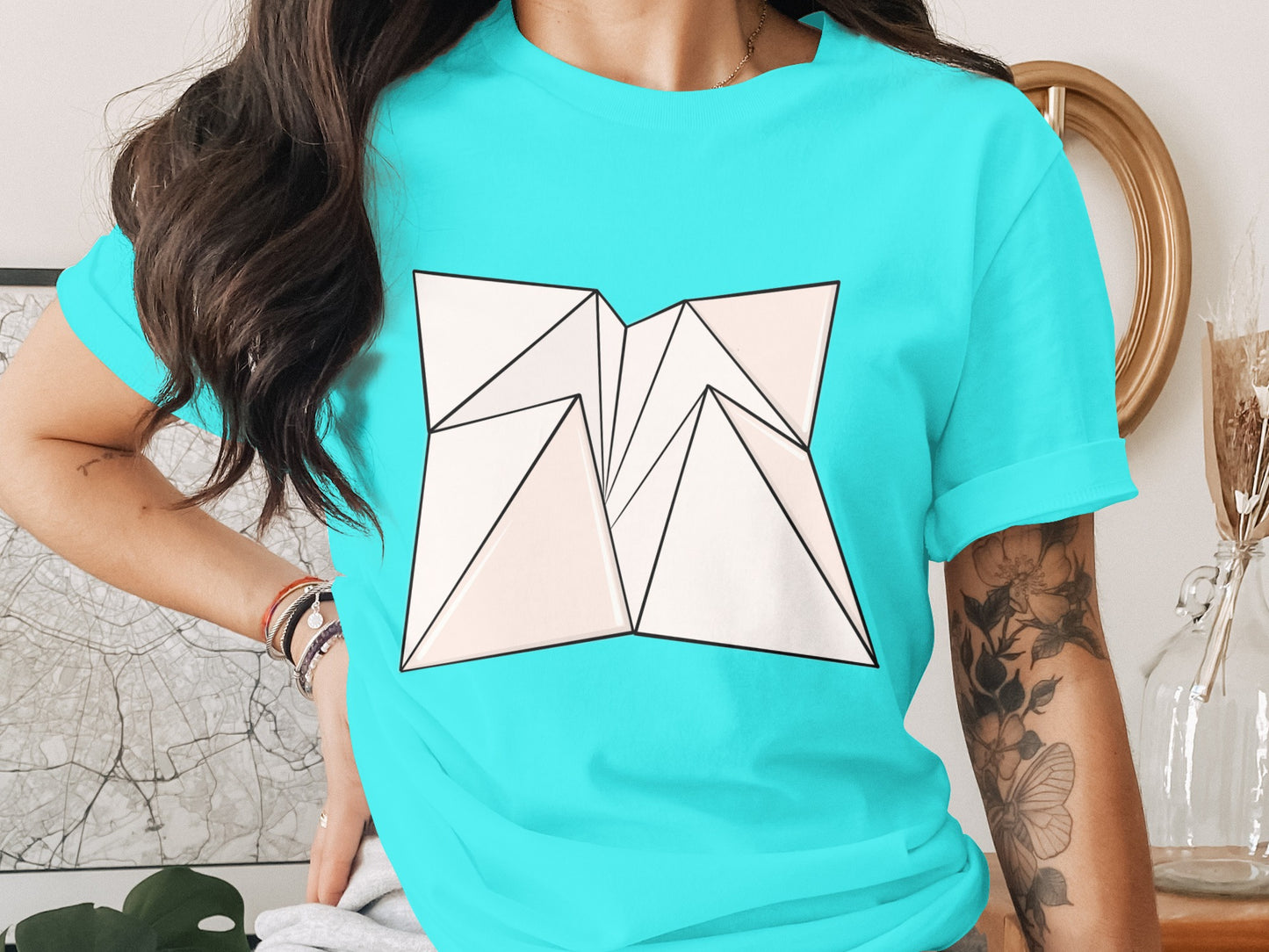 Stylish Geometric Origami Design T-Shirt Product