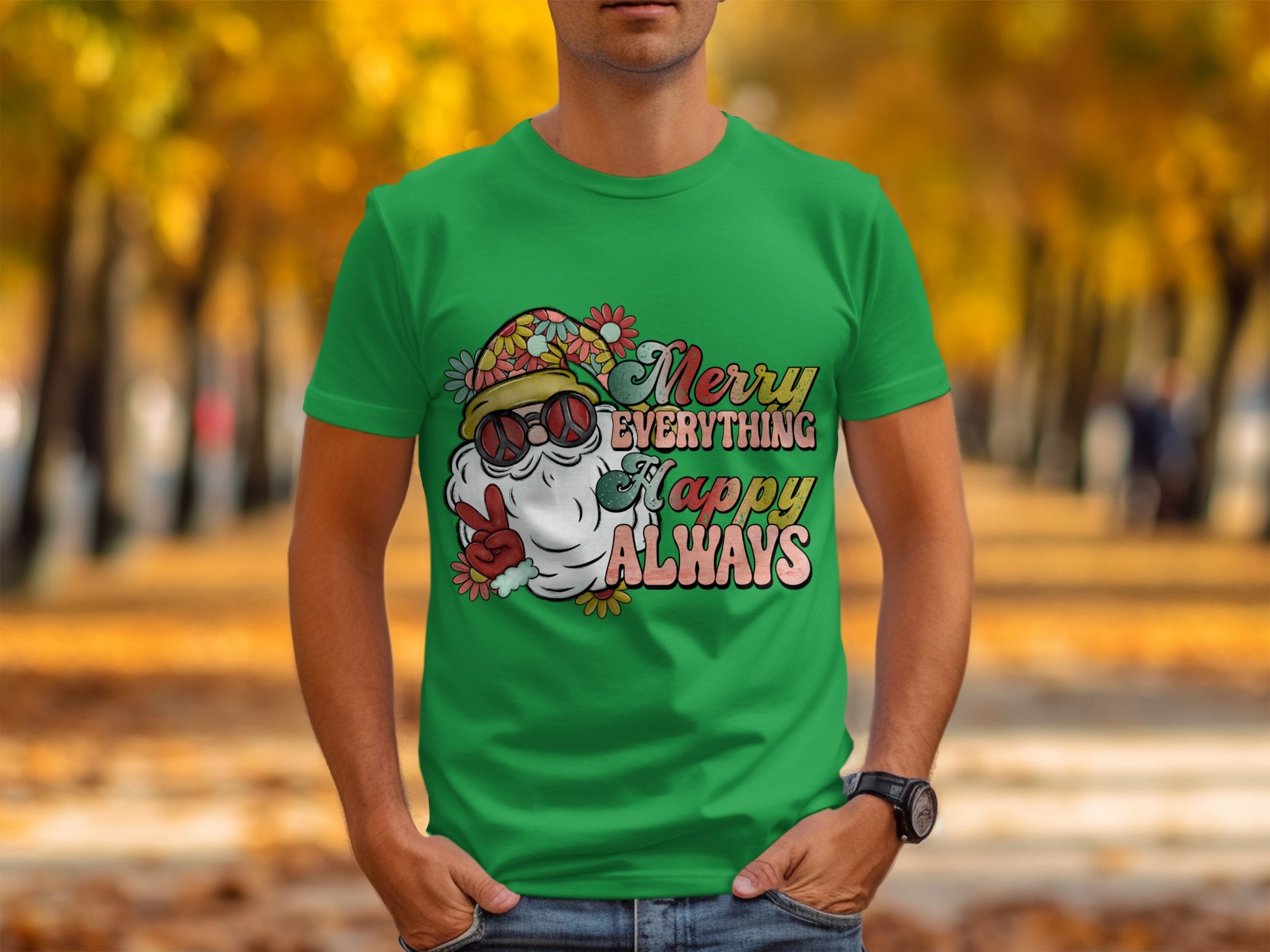 Merry Everything Happy Always Festive Graphic Tee