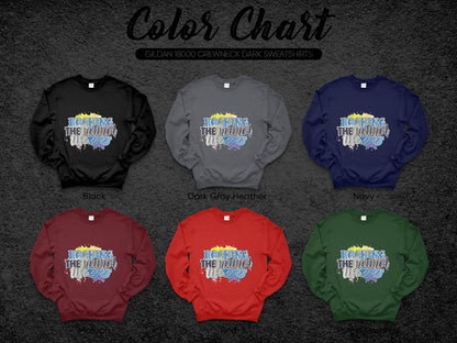 Rocking the Leave Gildan Crewneck Dark Sweatshirts