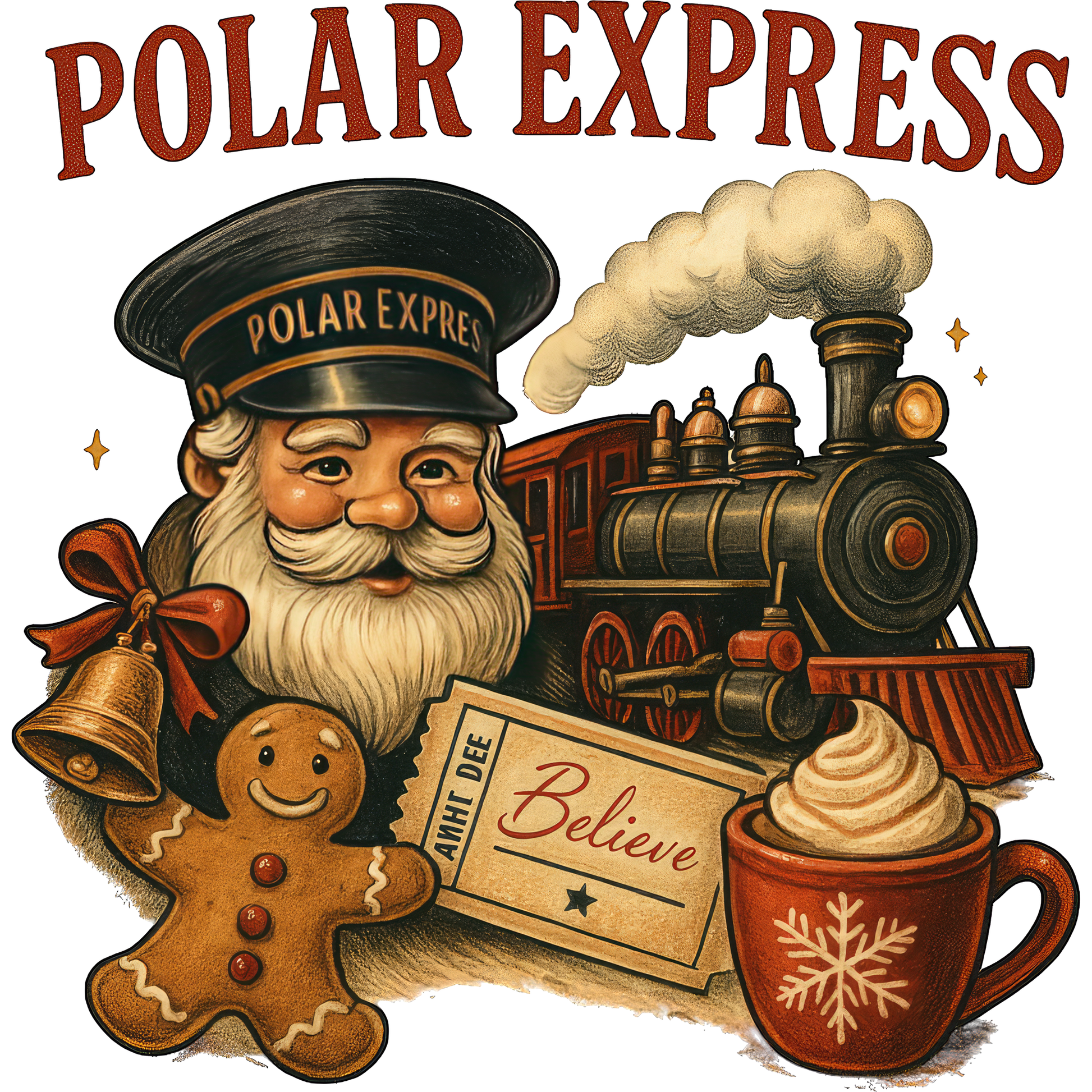 Polar Express Santa with Train Believe Mug Print