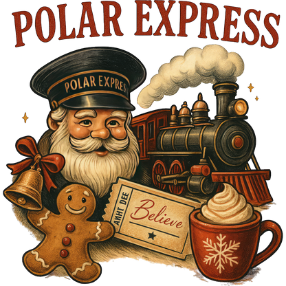 Polar Express Santa with Train Believe Mug Print