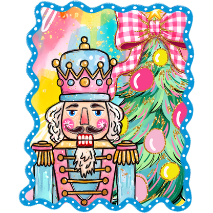 Festive Nutcracker and Christmas Tree Vibrant Artwork
