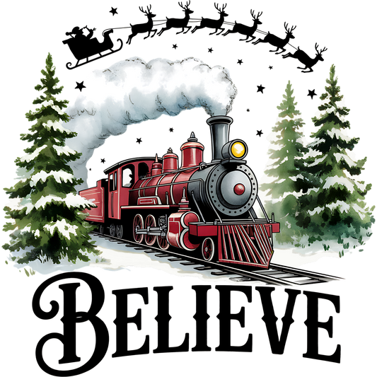 Festive Train with Santa Sleigh and Believe Artwork