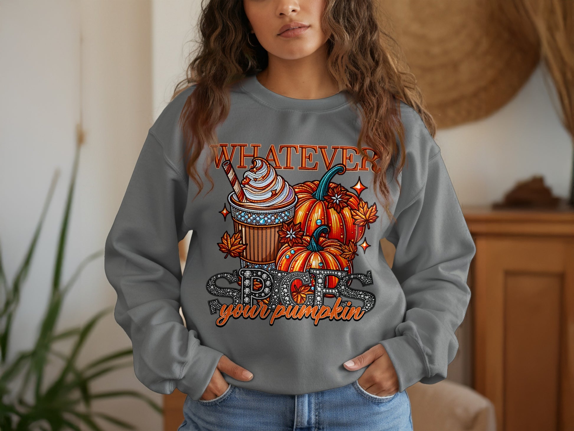 Whatever Spice Your Pumpkin Cute Autumn Sweatshirt