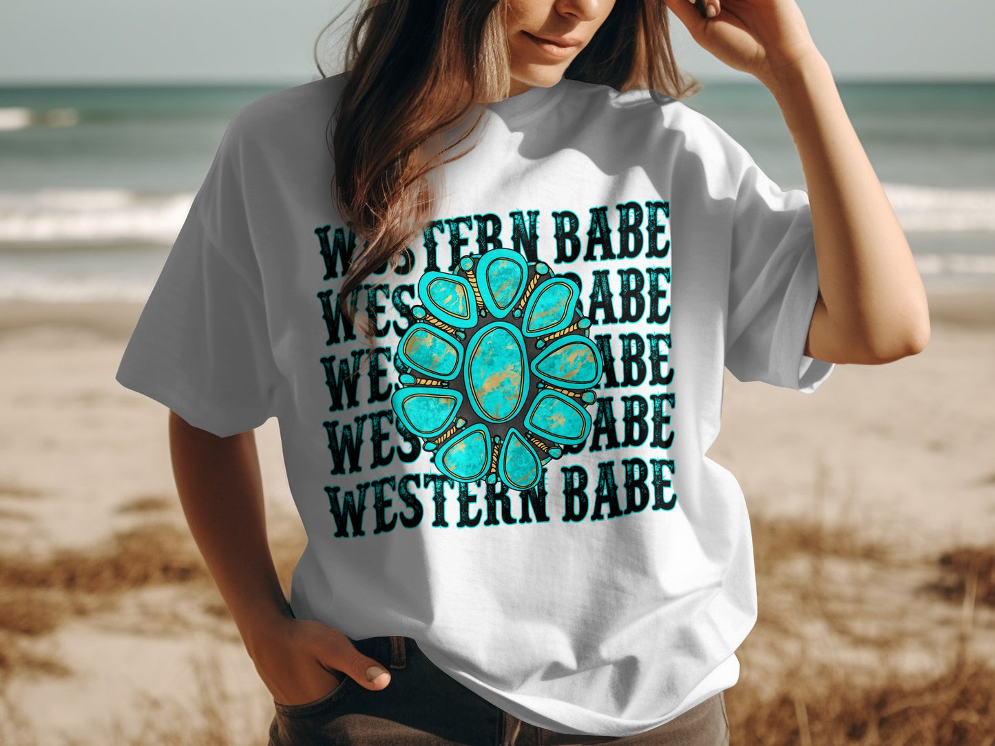 Western Babe Graphic Tee with Unique Print Design